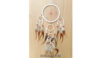 bali dream catcher 5circle long feather with coco stone beads